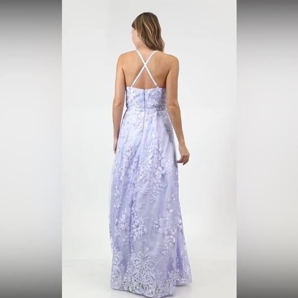 BCX Juniors' Floral Embroidered Gown, evening dress size 5, lavender - Picture 8 of 13